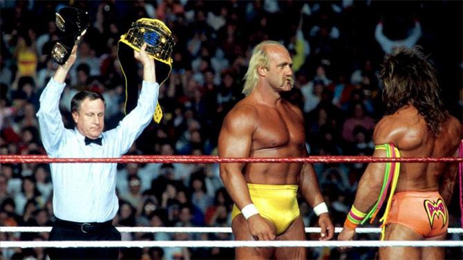 The Ultimate Warrior and Hulk Hogan faced each other in am Intercontinental and World Heavyweight title vs title match at WrestleMania VI. Warrior went on to defeat Hogan