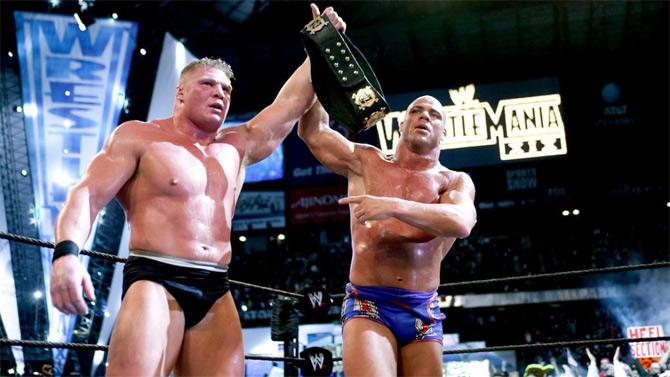 The Next Big Thing Brock Lesnar became the WWE Champion after he defeated Kurt Angle at WrestleMania XIX.