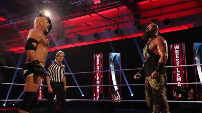 Goldberg defended his WWE Universal title against Braun Strowman in the penultimate match on WrestleMania 36 Day 1