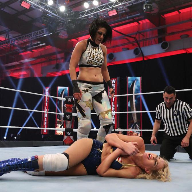 Sasha Banks would then be eliminated soon and surprisingly by Lacey Evans but only for Bayley to take charge