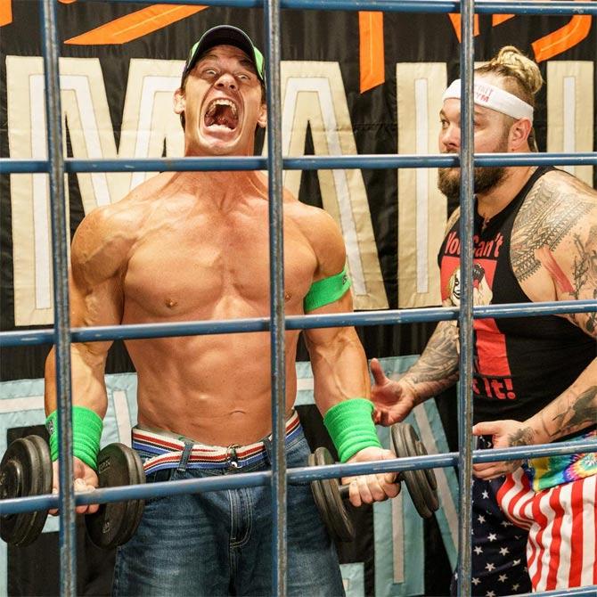 The match would first see John Cena in his first-ever WWE gear engaging in a verbal spat with Wyatt in the ring. Wyatt and John Cena then moved into a cage where Wyatt's mind games would up the ante against Cena