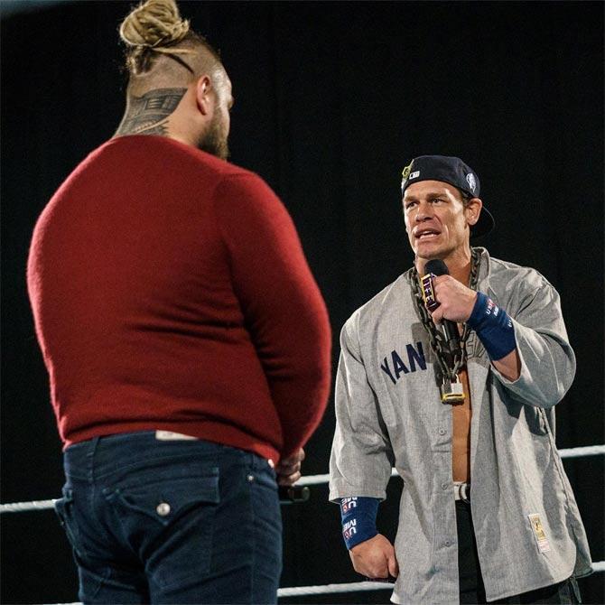 John Cena then went on to showcase his Doctor of Thuganomics talent by spitting fire with words at Bray Wyatt but even that would not intimidate the Eater of Worlds.