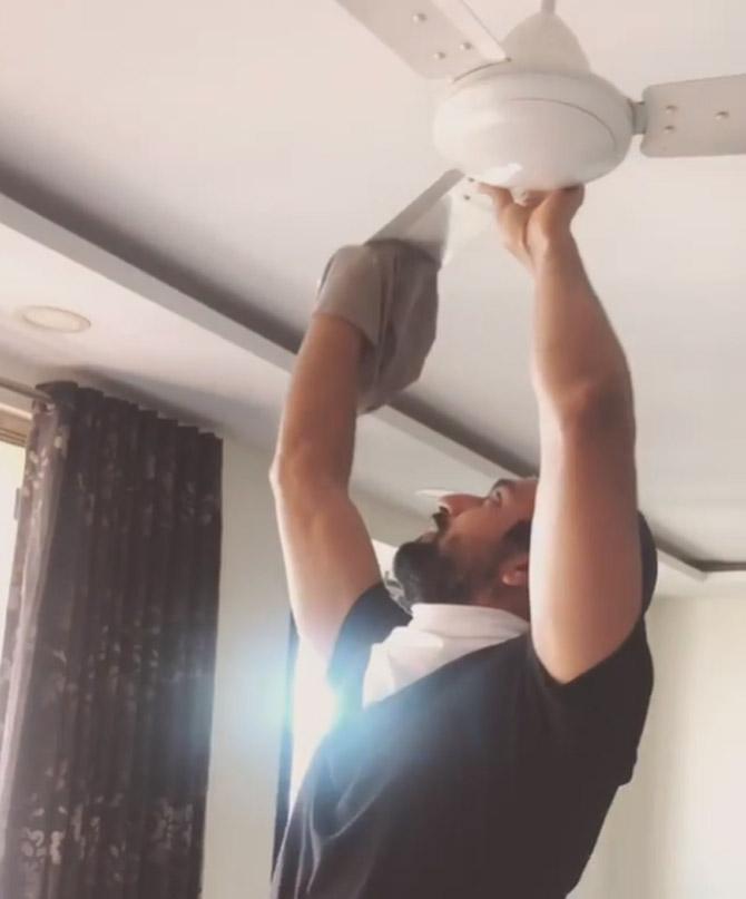 Vicky Kaushal also shared a quirky video of him cleaning the ceiling fan and also mentioned that 