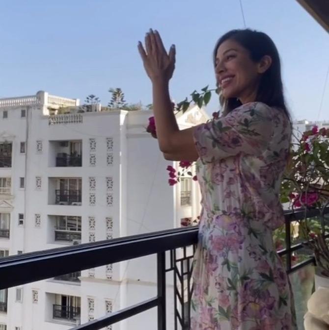 The model-singer-actress also participated in Prime Minister Narendra Modi's 'Thali Bajao' call to applaud healthcare and essential services warriors during the lockdown. Sophie shared a video of the event and wrote, 