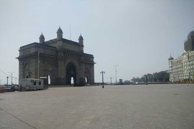 Gateway of India- Mumbai
The iconic Gateway of India in Mumbai, the financial capital of the country, was deserted amid the 21-day nationwide lockdown imposed by the Central government. The lockdown saw local train services being shut for the first in the history of the city (Picture/Suresh KK)