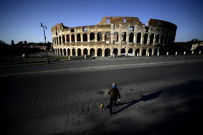The Colosseum- Rome
The ancient Colosseum in Italy's capital city has been empty after the country saw a deadly pandemic outbreak in recent times. Italy, which recorded its first death in late February, has had the most fatalities with 17,127, as well as 135,586 infections and 24,392 recoveries.