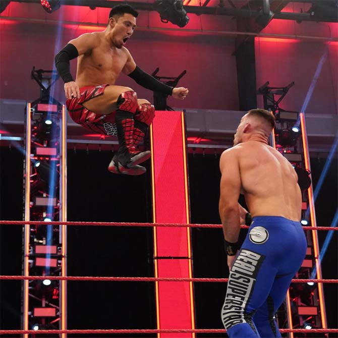 Akira Tozawa faced Austin Theory in a singles match and thanks to distraction, lost in his return