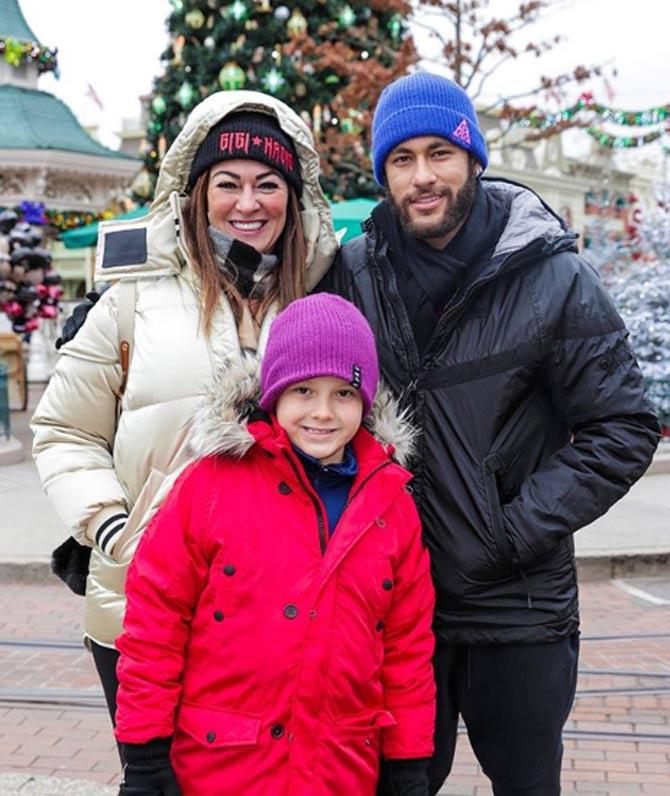 In picture: Neymar with his mother Nadine Goncalves and kid at Disneyland