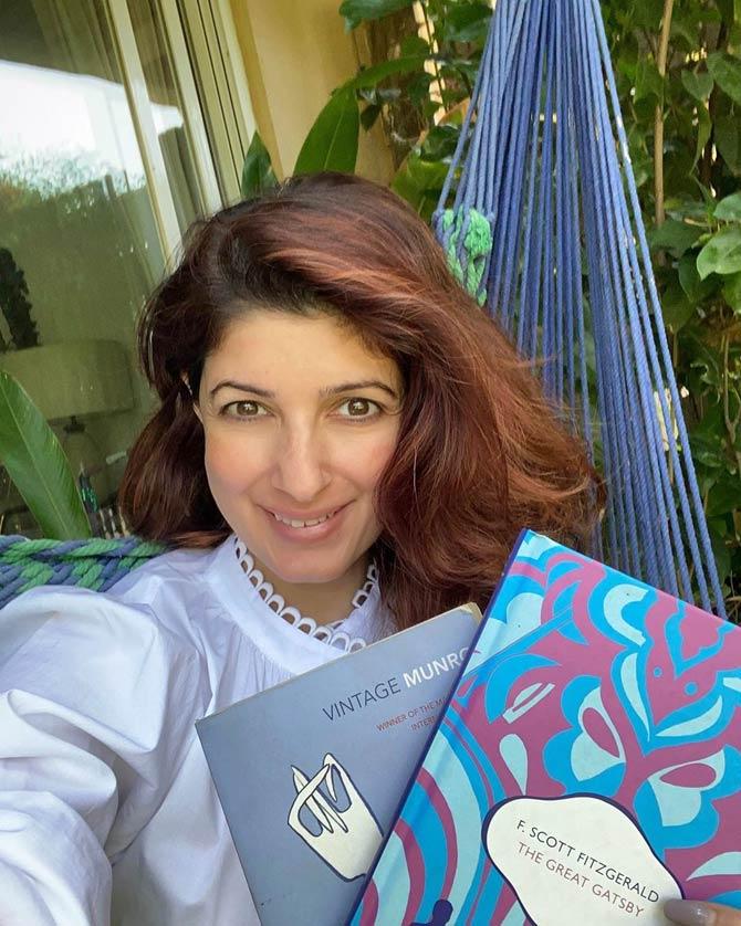 An avid reader, Twinkle Khanna has a lot of books to keep her company during the extended lockdown. Seen in this photo are books by Alice Munro and F. Scott Fitzgerald. An excited Twinkle wrote, 