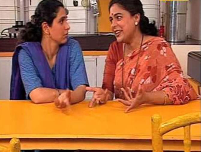Reema Lagoo as Devaki Verma/Supriya Pilgaonkar as Radha Verma in Tu Tu Main Main: Before the saas and bahus of television began plotting revenge against each other, they used to entertain us with their sweet nok-jhok and playful banter. Tu Tu Main Main, first aired in 1994, was the perfect example of it. Tu Tu Main Main depicted the love-hate relationship between a saas-bahu jodi, played by the late actress Reema Lagoo, and Supriya Pilgaonkar, respectively. We certainly would love to rewatch the show to remind ourselves that a saas-bahu relationship can be sweet as well.