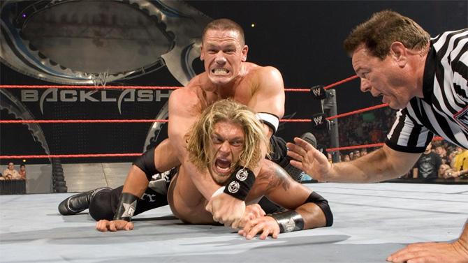 John Cena and Edge have had one of the biggest rivalries in WWE and headlined many pay-per-views. Cena and Edge have faced each other a staggering 52 times.
In picture: John Cena in a match vs Edge