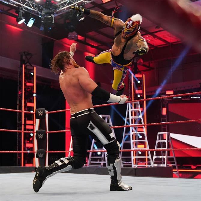 Rey Mysterio but on a brilliant performance despite his age and defeated a younger Buddy Murphy to earn a spot in the Money in the Bank ladder match.