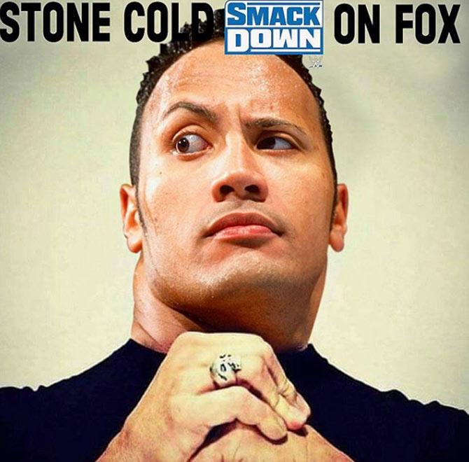 One of the best, this! In October 2019, WWE SmackDown move to being televised on Fox and Cena did not miss the opportunity to put Dwayne 'The Rock' Jonhson's photo (it was a show named after The Rock) and simply wrote 'Stone Cold SmackDown on Fox'