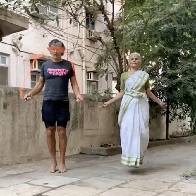 The fitness enthusiast also shared a video where he is seen skipping with his mother. The actor wrote, 