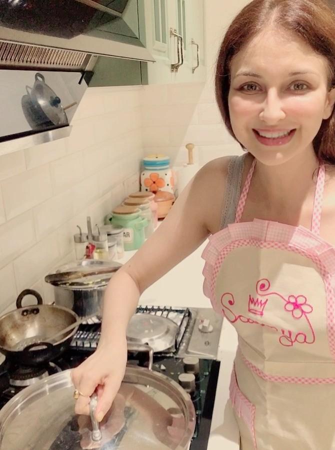 Here's another one of her cooking Veg Biryani. 