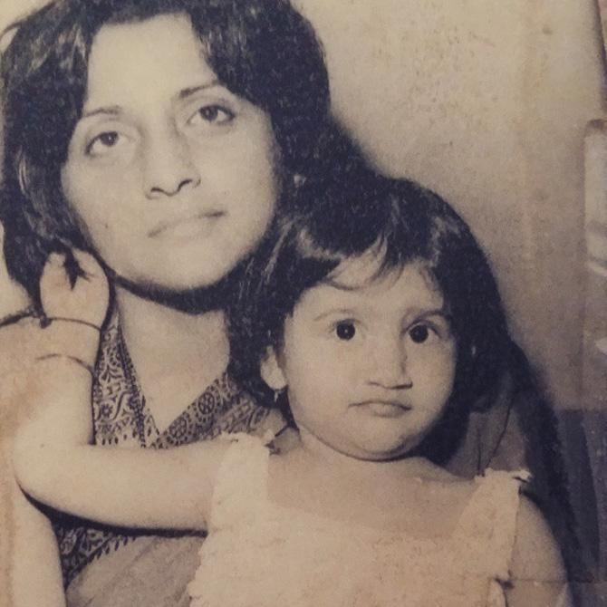 In picture: Smilie's childhood picture with mother Heena Suri, who was an air hostess. She shared this picture on Instagram and wrote an emotional note alongside. 