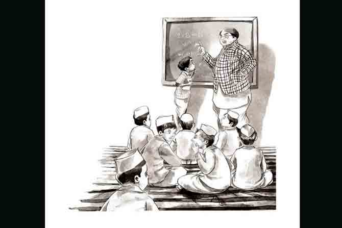An illustration from The Adventures of Young Ambedkar
