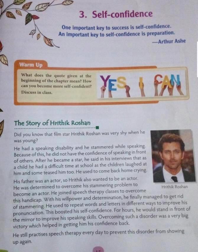 A lesson on Hrithik Roshan in text book