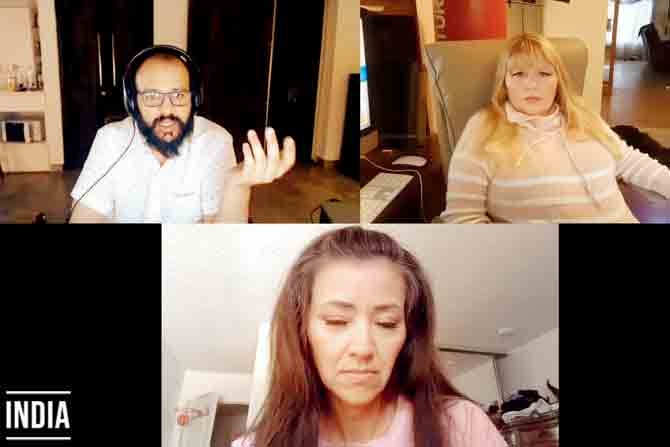 The filmmakers discuss the lockdown situation in India over a video call