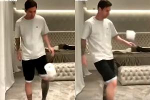 Lionel Messi nails the Toilet Roll Challenge like a boss!