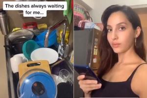 Watch video: Nora Fatehi has a hilarious conversation with the dishes