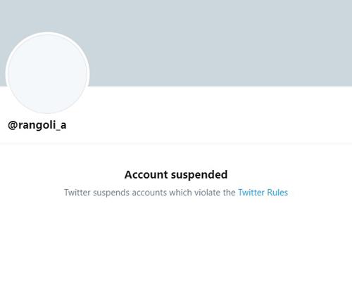 Rangoli Chandel Twitter Account Suspended