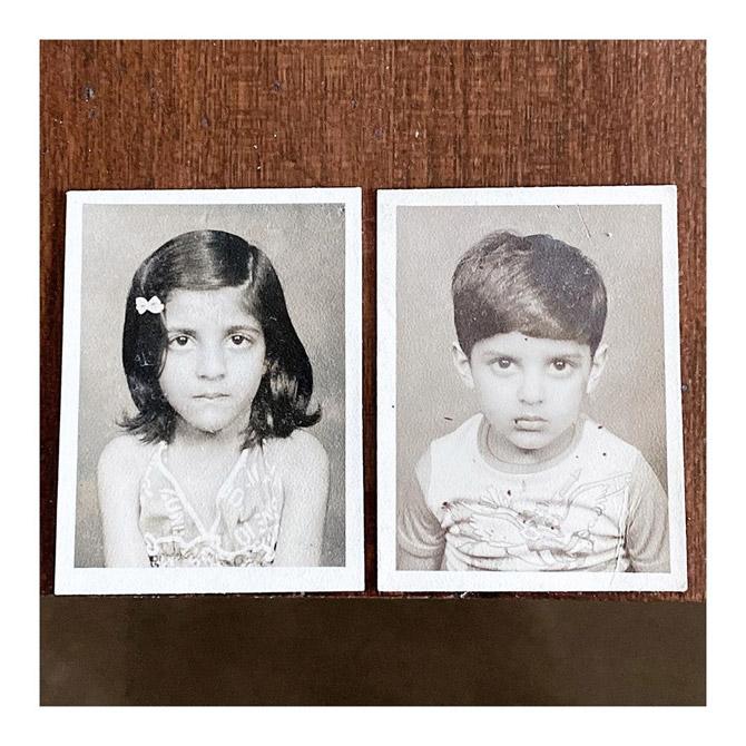 Zoya Akhtar and Farhan Akhtar: Reliving the childhood memory, Zoya Akhtar shared these two cute passport size throwback picture of her brother Farhan Akhtar and her. 