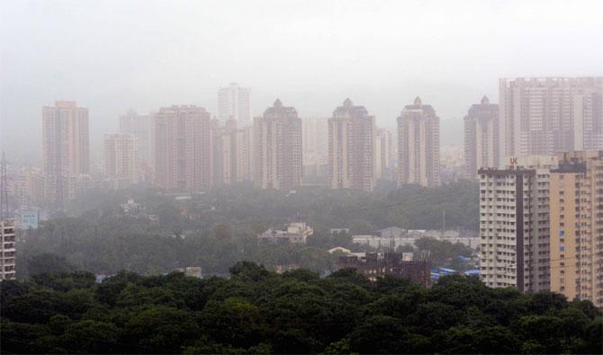 A view of Thakur Village skyline from an under-construction building at Western Express Highway, Kandivli.