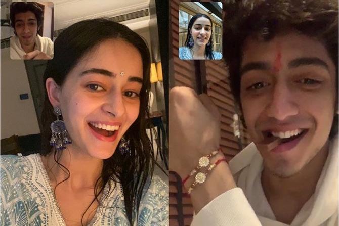 Ananya Panday and brother Ahan Panday had an online Raksha Bandhan ceremony. Despite being away from each other, the brother-sister duo decked up for the celebration. From the looks of it, Ananya opted for a pretty white and blue ethnic wear to celebrate the festival. 
