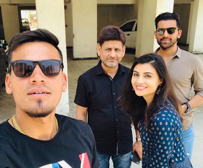 In picture: Deepak Chahar, Rahul Chahar with their sister Malti and father