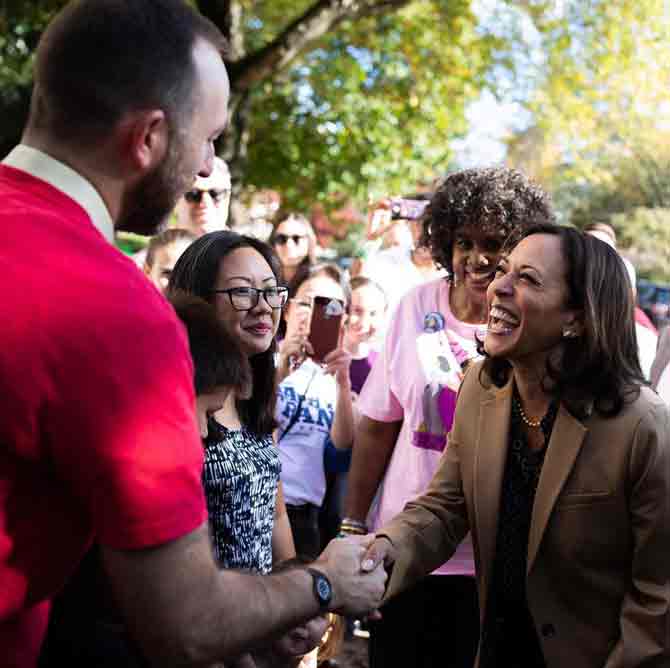 Despite her mixed parentage, Harris is presented as an African American, meeting the current party sentiment driven by the movement against discrimination against African Americans and police brutality.