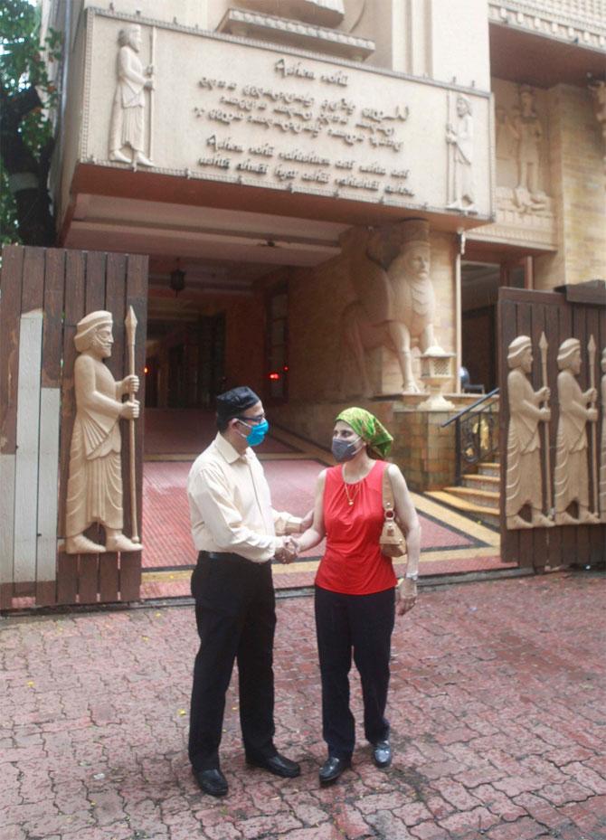 In photo: Members of the Parsi community greet each other Navroz Mubarak.