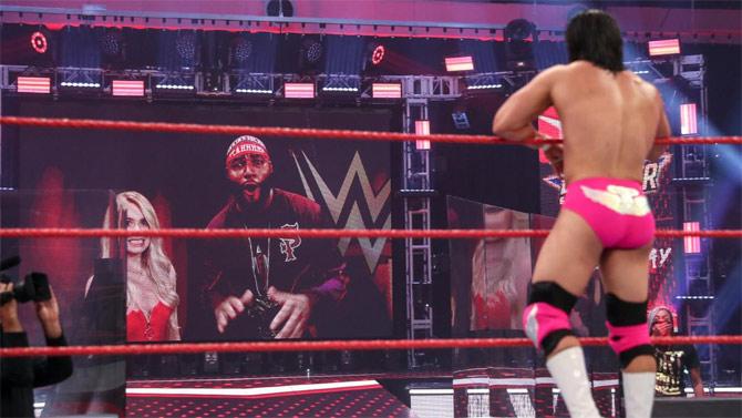 Angel Garza and Ivar were battling it out for affection from Bachelor in Paradise star Demi Burnett. Ivar was in control and heading for a victory but distraction provided by Zelina Vega at ringside helped Garza land a dropkick on Ivar to win the match.