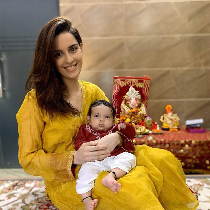 Television actress Ekta Kaul shared an adorable picture of her baby boy Ved, and Bappa's idol in the background. She wrote in the caption, 