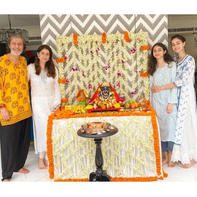 Ananya Panday welcomed Ganpati at her home while taking all the necessary safety measures to celebrate the festival with a lot of joy. The actress shared a bunch of pretty pictures on her social media, with her family, which said, 