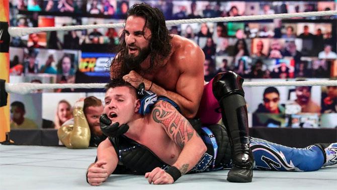 Seth Rollins taunted Rey Mysterio to intefere in the match as Murphy went on to attack Dominik and then handcuff Mysterio to the ropes. Dominik hit the 619 followed by another Frogsplash which was countered by Rollins, who then hit the Stomp and picked up the victory.