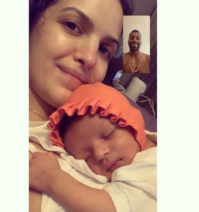 Hardik Pandya also went on to share a screenshot of his video call with wife Natasa Stankovic and their newborn son. He lovingly wrote, 