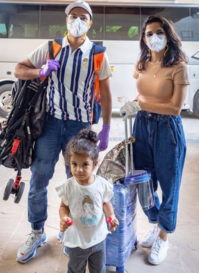 Mumbai Indians wicket-keeper batsman Aditya Tare along with his wife and daughter. They captioned it, 