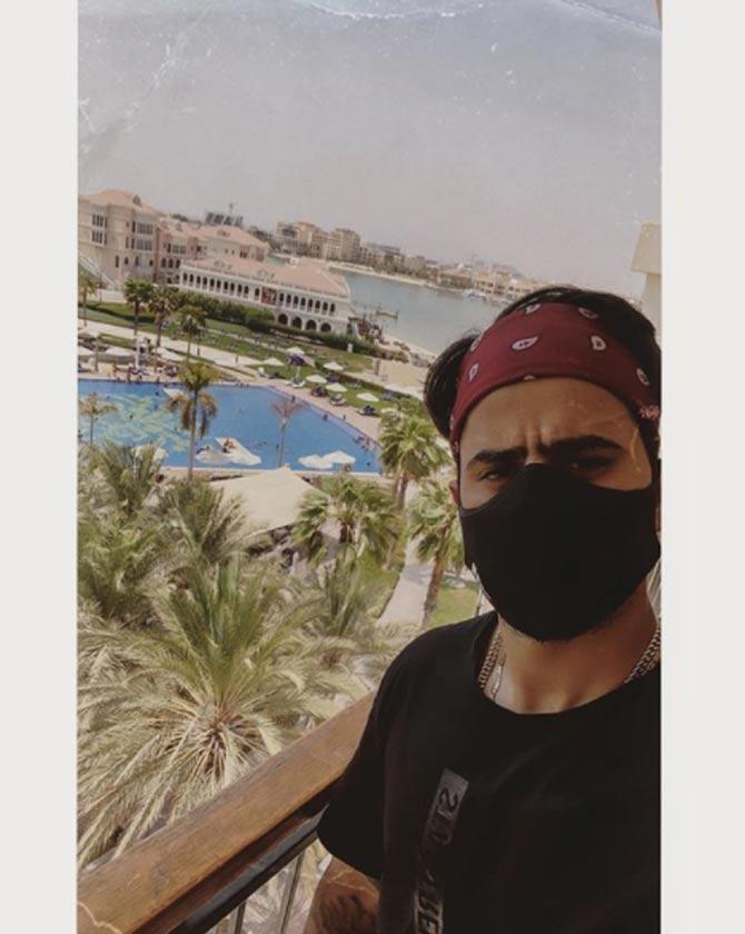 Kolkata Knight Riders batsman Nitish Rana shared a selfie wearing his face mask at The Ritz-Carlton Abu Dhabi, Grand Canal. He captioned the photo, 
