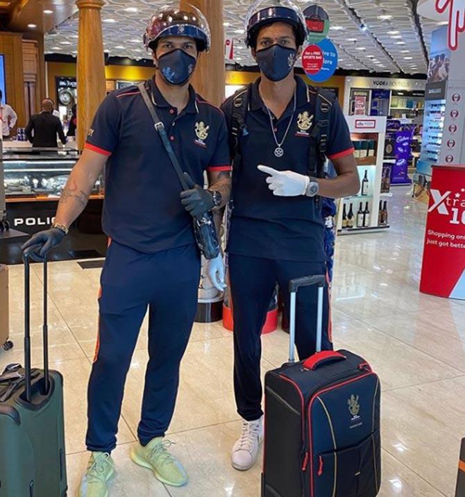 After he touched down in UAE, Royal Challengers Bangalore player Navdeep Saini shared this photo and simply wrote, 'Checked in!'