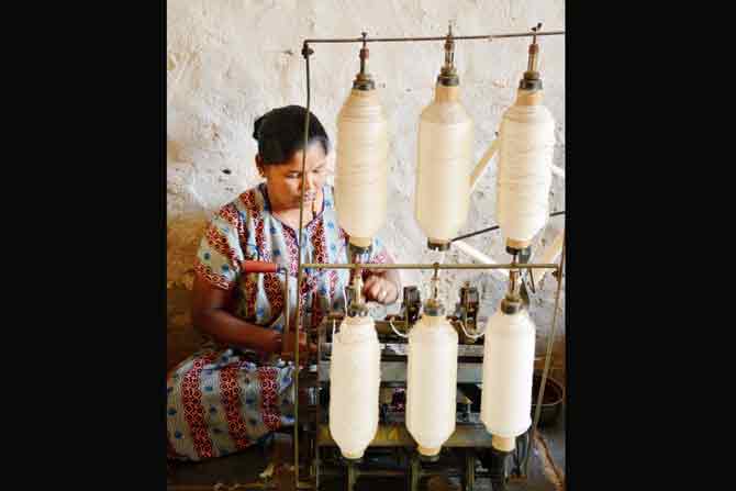 Ambara Charakha spinning is a process where the sliver is drawn to the desired fineness with a required twist, resulting in a yarn that is used in a convenient form. A majority of the workforce behind the activity of spinning includes rural women-folk. PIC COURTESY/METAPHOR RACHA
