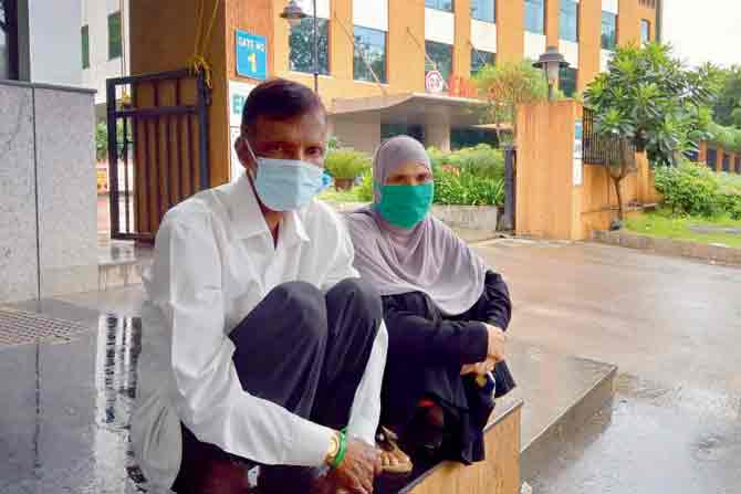 Duste’s parents Hafiz and Munira outside Apollo Hospital