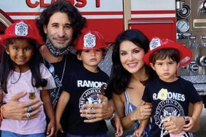 Sunny Leone's kids, Nisha, Noah and Asher, are the cutest firefighters!