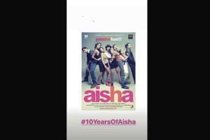 Sonam Kapoor Ahuja celebrates 10 years of Aisha