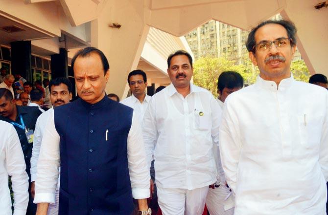 Chief Minister Uddhav Thackeray, Dy CM Ajit Pawar at the Vidhan Bhavan during the Budget session