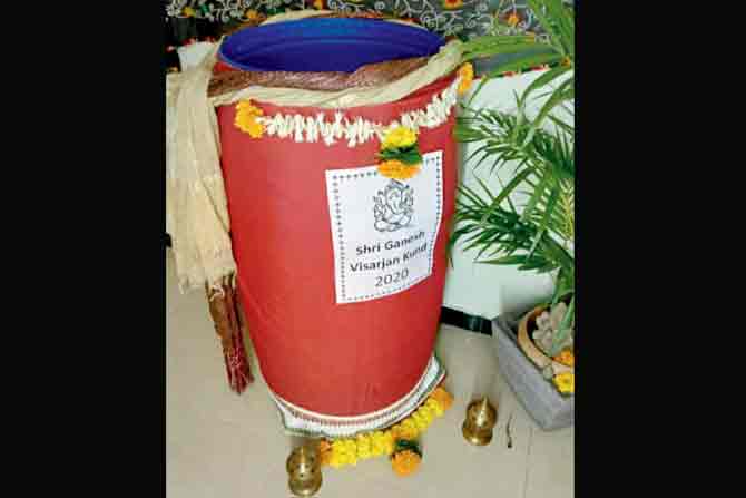 Drums that can be used for visarjan at housing societies;