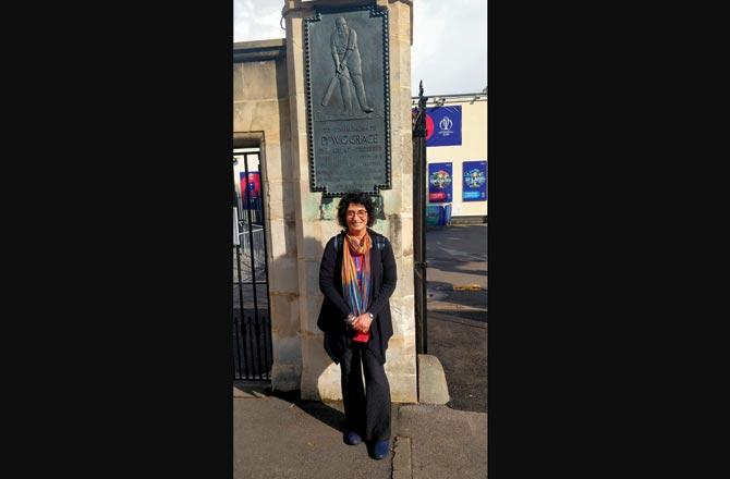 Journalist Sharda Ugra outside the Grace Gate at Bristol during last year