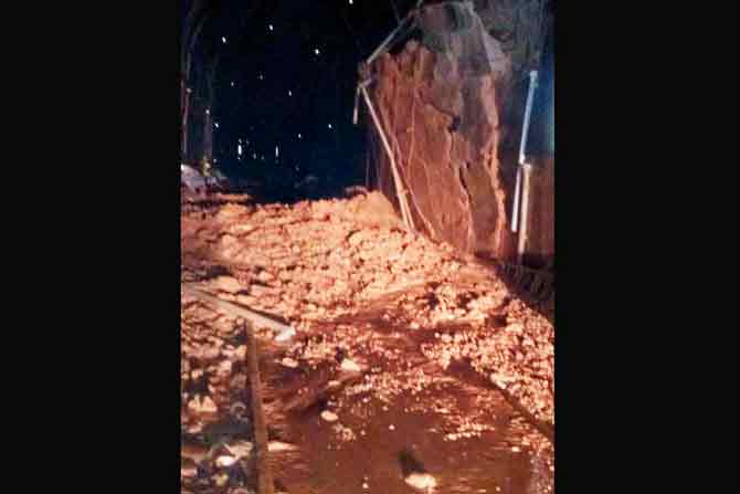 A portion of the Pernem tunnel wall collapsed on August 6
