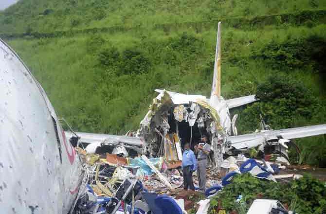 The Air India Express aircraft broke into two pieces after crash
