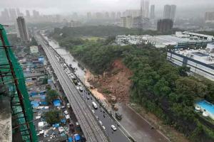 Mumbai Rains: Another portion of hillock collapses in Malad on highway